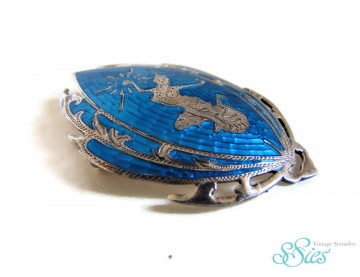 Siam broche blauw zilver 3
