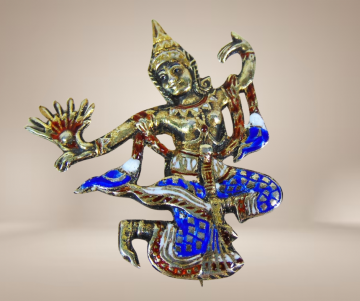 Siam verguld zilveren dansende godin meerkleurig email beige achtergrond 5