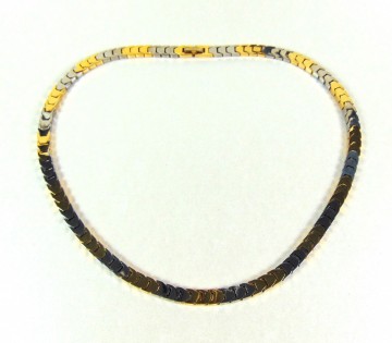 Strakke bicolor goud zilverkleur stalen schakel ketting 2