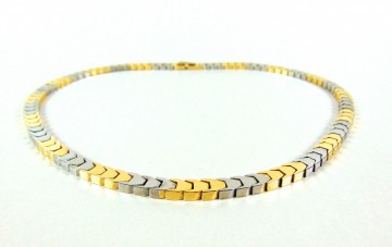 Strakke bicolor goud zilverkleur stalen schakel ketting 3