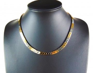 Strakke bicolor goud zilverkleur stalen schakel ketting 4