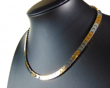 Strakke bicolor goud zilverkleur stalen schakel ketting 5