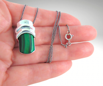 Strakke mkr kaunis koru zilveren malachiet hanger modernist ketting pr 1 6