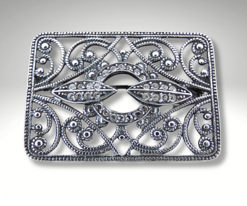 Timeless classic zilveren rechthoekige broche art deco kristal pr 1