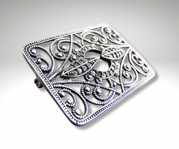 Timeless classic zilveren rechthoekige broche art deco kristal pr 3