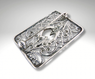 Timeless classic zilveren rechthoekige broche art deco kristal pr 4