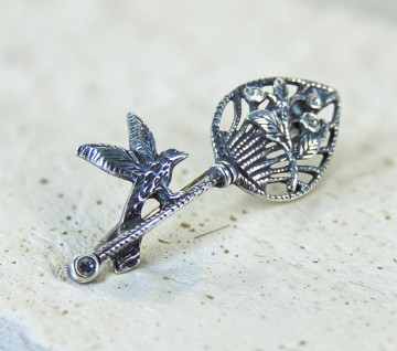 Timeless classics etruskisch replica takje met vogeltje zilver kristal pr steen 3