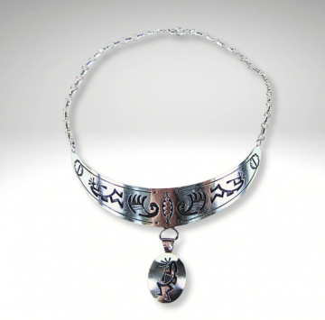 Tom sam native american zilveren overlay kokopelli ketting pr 2
