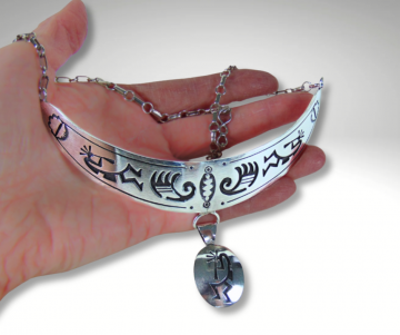 Tom sam native american zilveren overlay kokopelli ketting pr 5