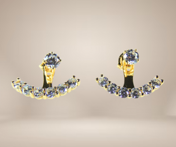 Verguld zilveren anker oorbellen zirkonia beige achtergrond 3