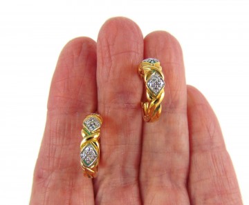 Vermeil 925 zilver bicolor creool oorbellen kleine dia 1