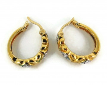 Vermeil 925 zilver bicolor creool oorbellen kleine dia 5