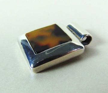 Vierkante zilveren hanger faux schildpad schelp 4