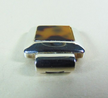 Vierkante zilveren hanger faux schildpad schelp 5