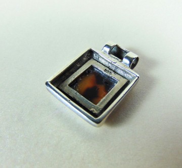 Vierkante zilveren hanger faux schildpad schelp 6