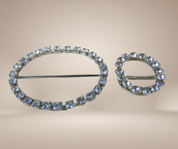 Vintage 2 strass gespen beige achtergrond 1