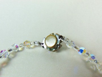 Vintage deco en chute ronde aurora borealis glas ketting ab bloem sluiting 6