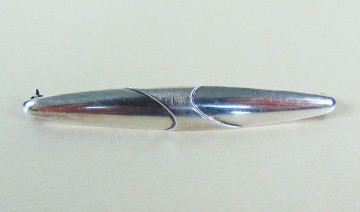 Vintage modernistisch zilver space age bullet staaf broche 2