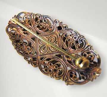 West germany ovale koper paars strass parels broche pr  6