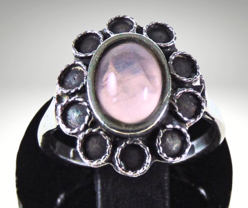 Zilveren entourage ring rozenkwarts geoxideerd pr   3