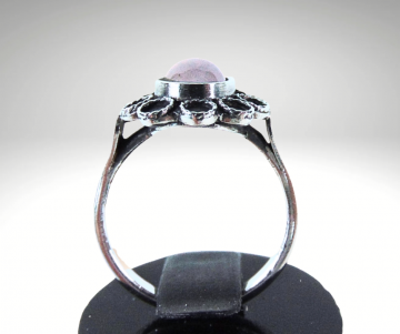 Zilveren entourage ring rozenkwarts geoxideerd pr   4