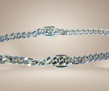 Zilveren gourmet schakel armband 3 groen agaat inleg beige achtergrond 3