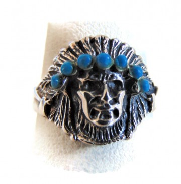 Zilveren indiaan chief ring petit point turquoise 3
