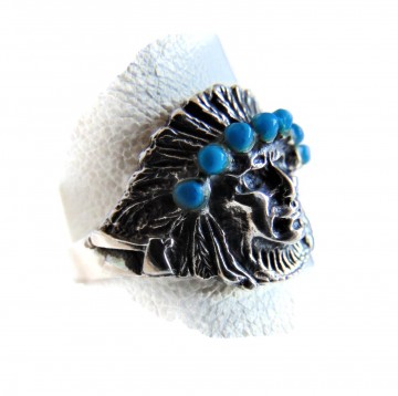 Zilveren indiaan chief ring petit point turquoise 4