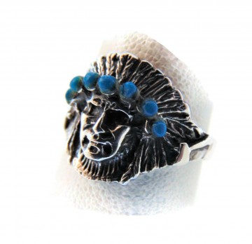 Zilveren indiaan chief ring petit point turquoise 5