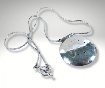 Zilveren ketting grote amulet hanger chinees innerlijke vrede teken pr 1