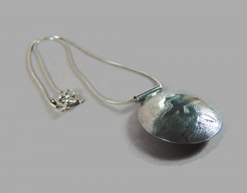 Zilveren ketting grote donut chinees vrede teken 5