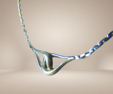 Zilveren modernist mat en glans lussen ketting beige achtergrond 2