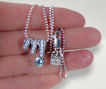 Zilveren nieuwe hanger zirkonia blauw accent nine west ketting pr 1