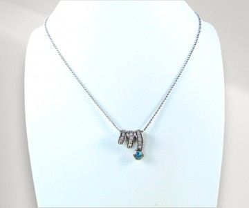 Zilveren nieuwe hanger zirkonia blauw accent nine west ketting pr 4