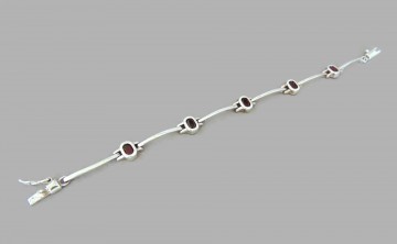 Zilveren staafjes schakel tennisarmband granaat 3