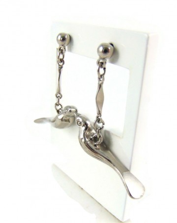 Zilverkleur grote vogel hang oorbellen 3