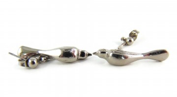 Zilverkleur grote vogel hang oorbellen 5