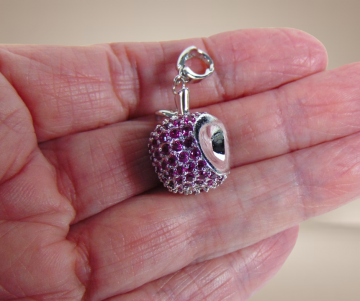 Zware 925 zilveren thailand ste appel met robijn hanger beige achtergrond 5