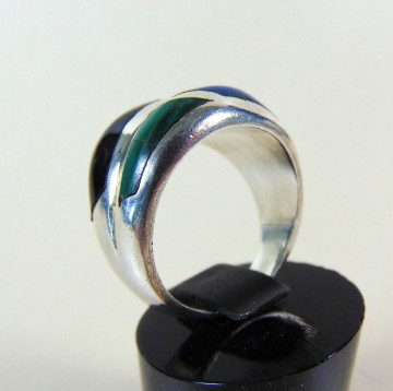 Zware dikke zilveren dome ring mexico inlay multi  4