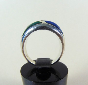 Zware dikke zilveren dome ring mexico inlay multi  7