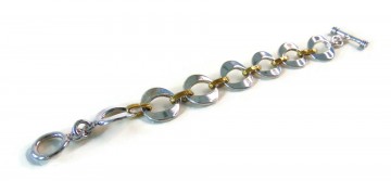 Zware zilver en verguld zilveren sckakelarmband grote ogen toggle 2