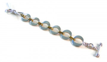 Zware zilver en verguld zilveren sckakelarmband grote ogen toggle 3