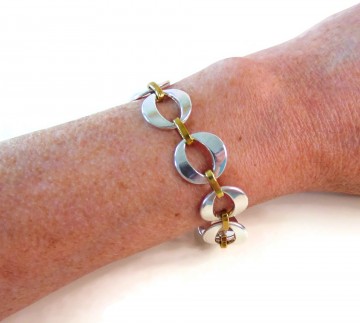 Zware zilver en verguld zilveren sckakelarmband grote ogen toggle 6