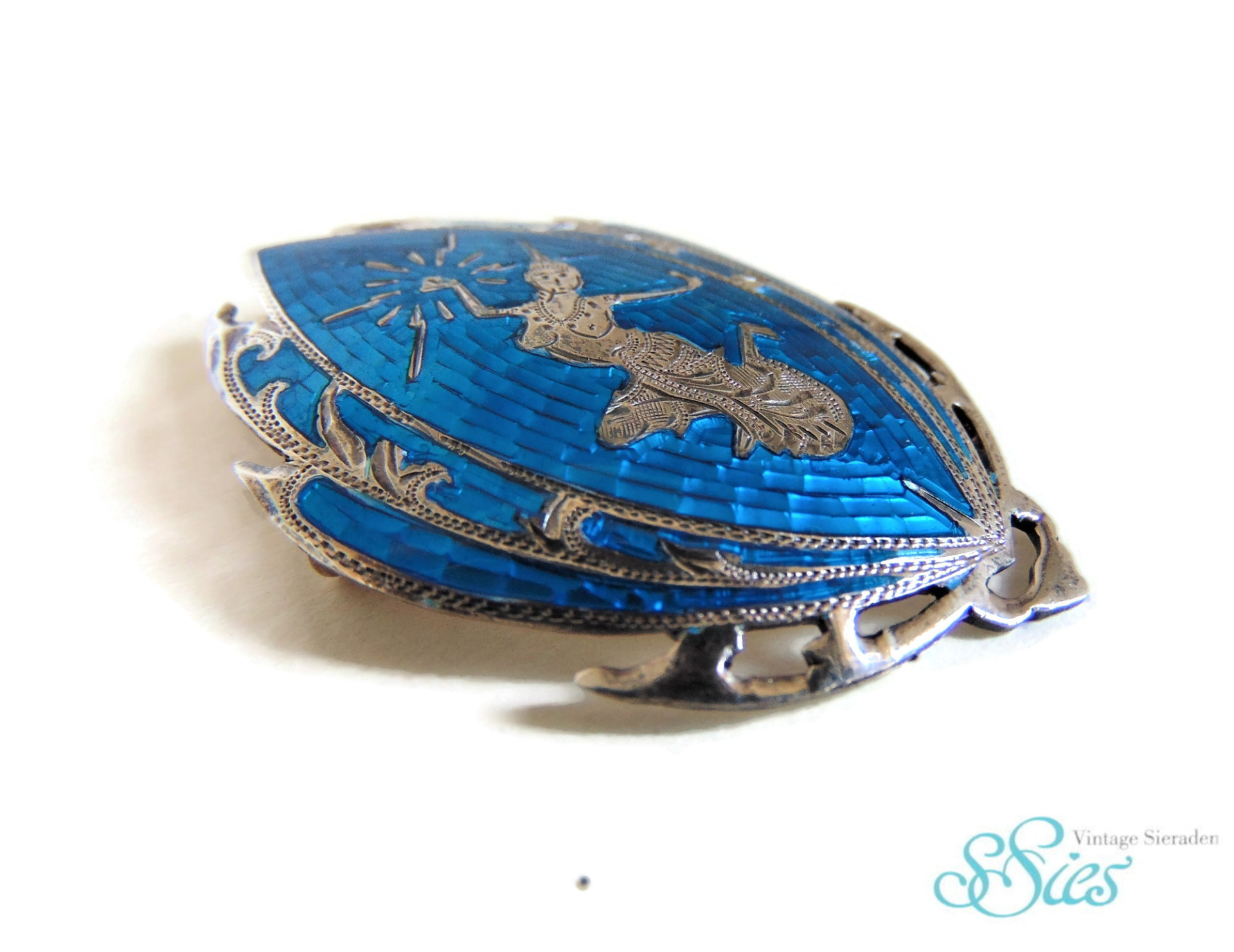 Moeras vallei gemeenschap Vintage zilveren godinnen SIAM broche blauwe email - Broches -  Ssiesvintagesieraden - Zilveren vintage sieraden, Native American, 2e hands  sieraden